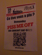 Affiche QR code : Demander Piss Me Off en concert